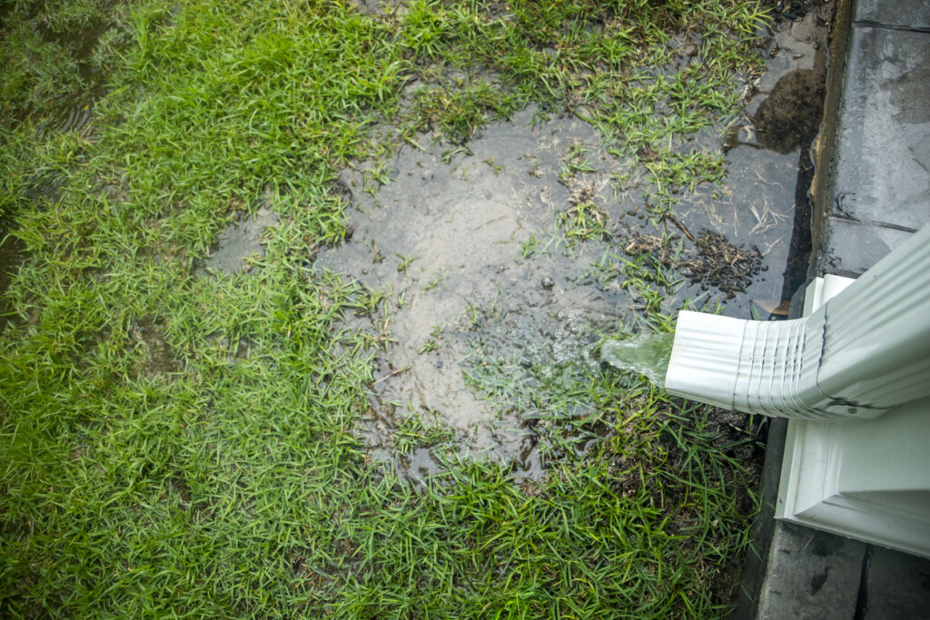 Excessive water from damaged gutters can wash away landscaping.
