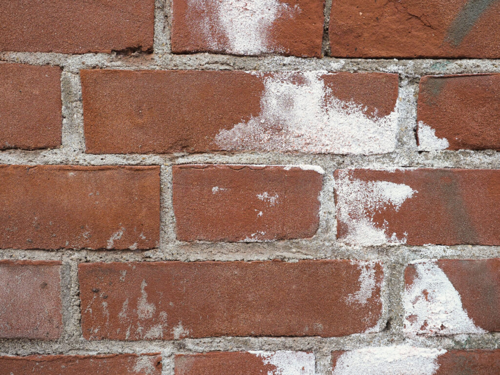 Efflorescence on chimney bricks