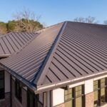 Roof comprised of a standing seam metal roof.