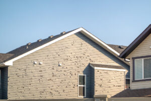 A home with severely damaged siding
